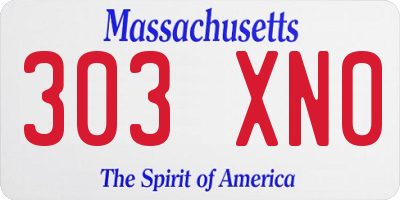 MA license plate 303XN0