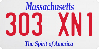 MA license plate 303XN1