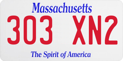 MA license plate 303XN2