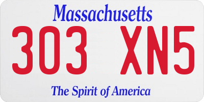 MA license plate 303XN5