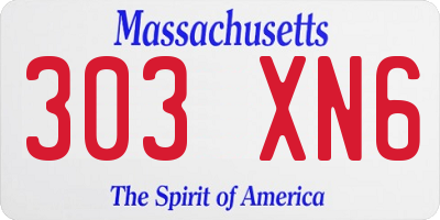 MA license plate 303XN6