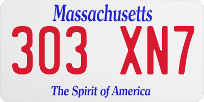 MA license plate 303XN7