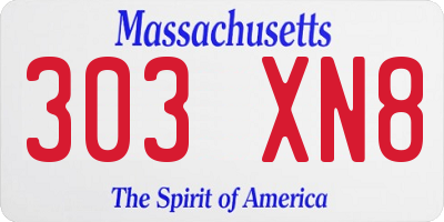 MA license plate 303XN8