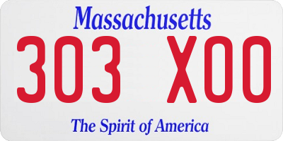 MA license plate 303XO0