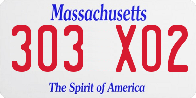 MA license plate 303XO2