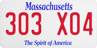 MA license plate 303XO4