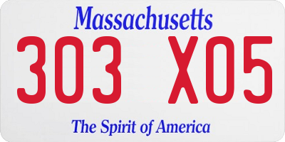 MA license plate 303XO5