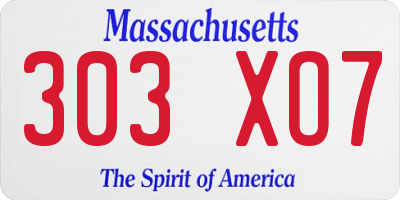 MA license plate 303XO7