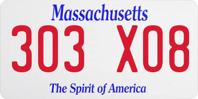 MA license plate 303XO8