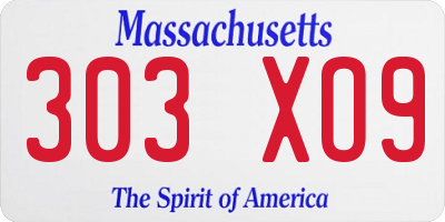 MA license plate 303XO9