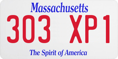 MA license plate 303XP1