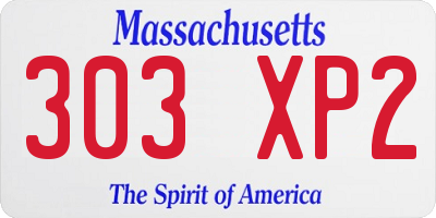 MA license plate 303XP2