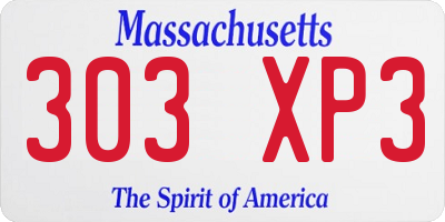 MA license plate 303XP3