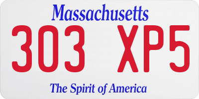 MA license plate 303XP5