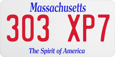 MA license plate 303XP7