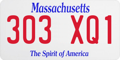 MA license plate 303XQ1