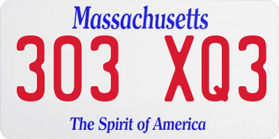MA license plate 303XQ3