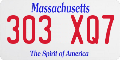 MA license plate 303XQ7