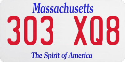 MA license plate 303XQ8