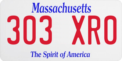 MA license plate 303XR0