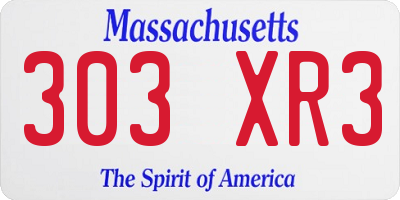 MA license plate 303XR3