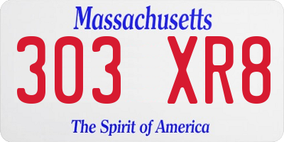 MA license plate 303XR8