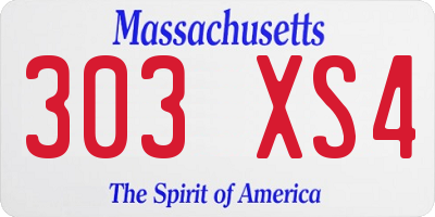 MA license plate 303XS4