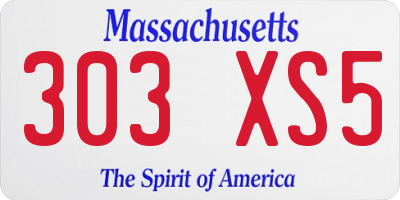 MA license plate 303XS5