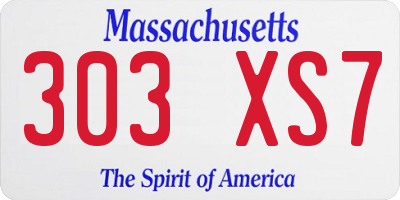 MA license plate 303XS7