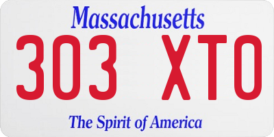 MA license plate 303XT0