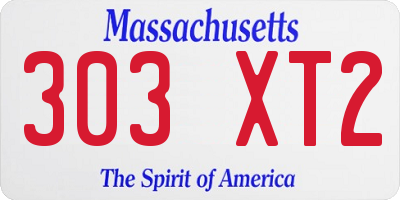 MA license plate 303XT2