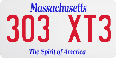 MA license plate 303XT3