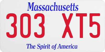 MA license plate 303XT5