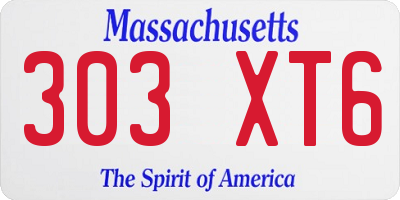 MA license plate 303XT6