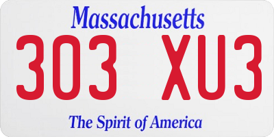 MA license plate 303XU3