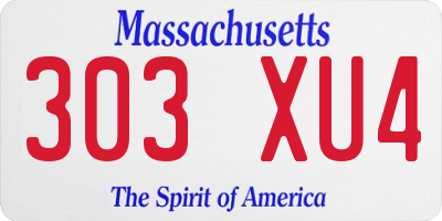 MA license plate 303XU4