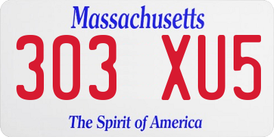 MA license plate 303XU5
