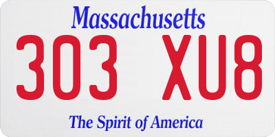 MA license plate 303XU8