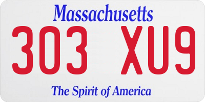 MA license plate 303XU9