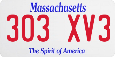 MA license plate 303XV3