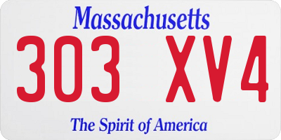 MA license plate 303XV4