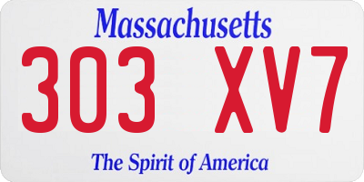MA license plate 303XV7