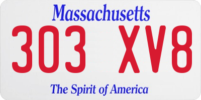 MA license plate 303XV8