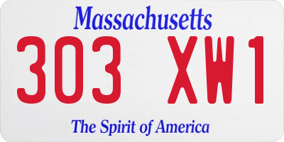 MA license plate 303XW1