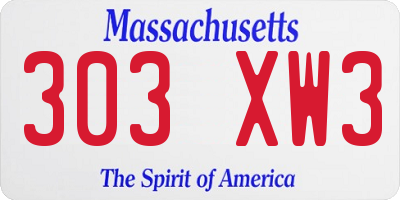 MA license plate 303XW3