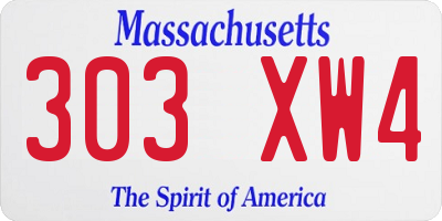 MA license plate 303XW4