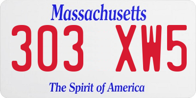 MA license plate 303XW5