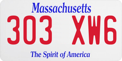 MA license plate 303XW6
