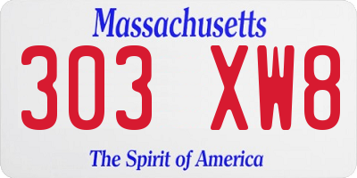 MA license plate 303XW8
