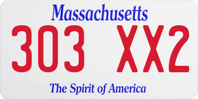 MA license plate 303XX2